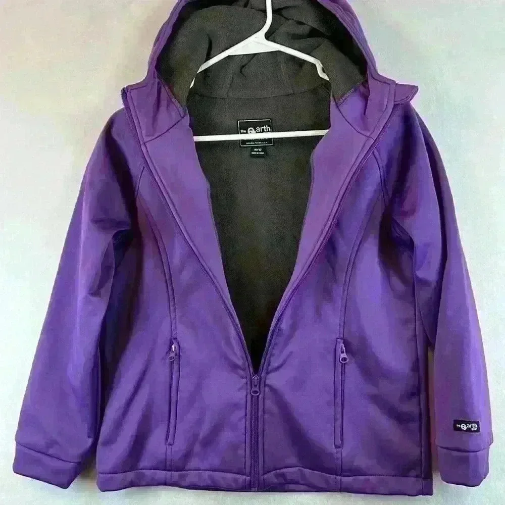 The Earth Gear Jacket Purple Girls Sz 10-12 Fleece Lined Full Zip